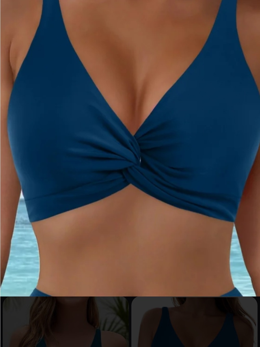 Cupshe Deep Teal Twist-Front Bikini Top